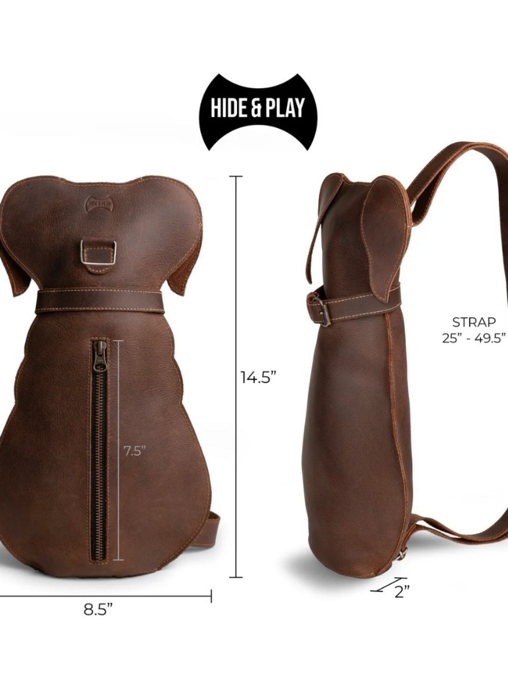 Stockyard Brown Full Grain Leather Dog Crossbody/Backpack - Picture 5 of 12